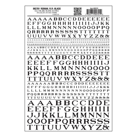 Woodland Scenics RR Roman Letters/black