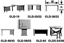 Plastruct O gauge White Styrene Desk With Return (1 per pack)