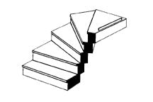 Plastruct O gauge Custom Right Turn Staircase 1" Length (1 per pack)