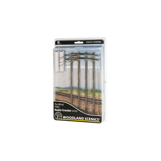 Woodland Scenics O Pre-Wired Poles Double Crossbar