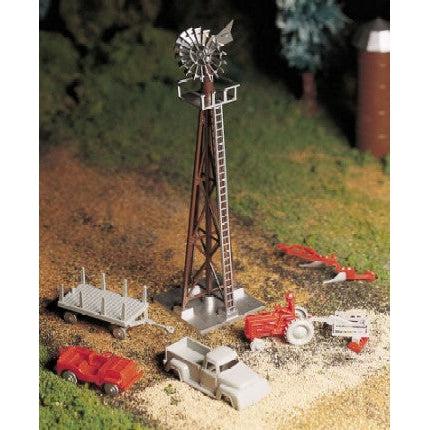 Bachmann O Plasticville Windmill w/Farm Machinery