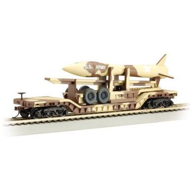 N 52' Center Depressed Flat Car w/Missile US Army (Desert Camo)