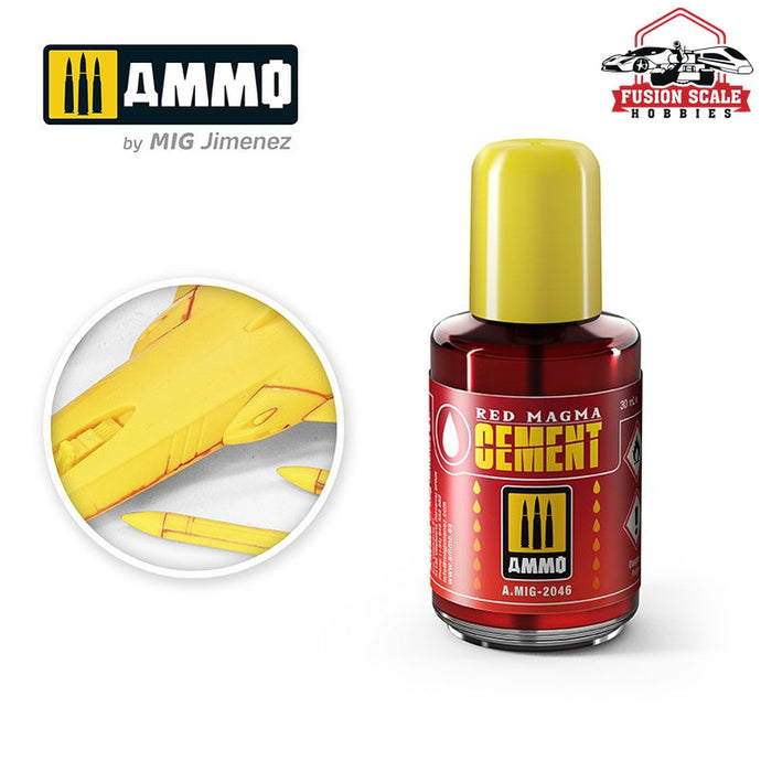 Ammo Mig Jimenez Red Magma Cement Jar with Brush Applicator 30ml