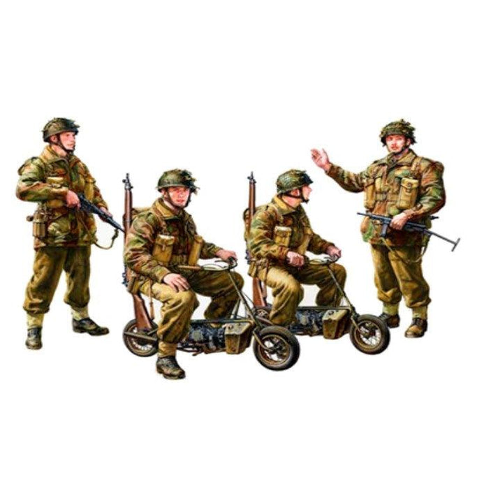 Tamiya 1/35 British Paratroopers (4) w/2 Small Motorcycles