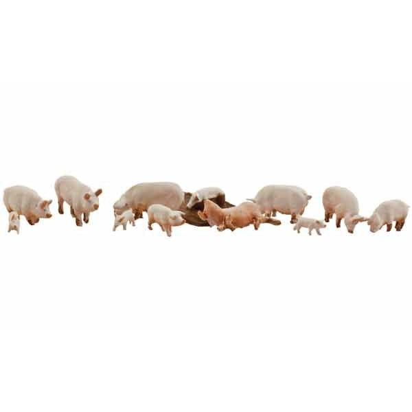 HO Scenic Accents Yorkshire Pigs & Piglets (12) - Fusion Scale Hobbies